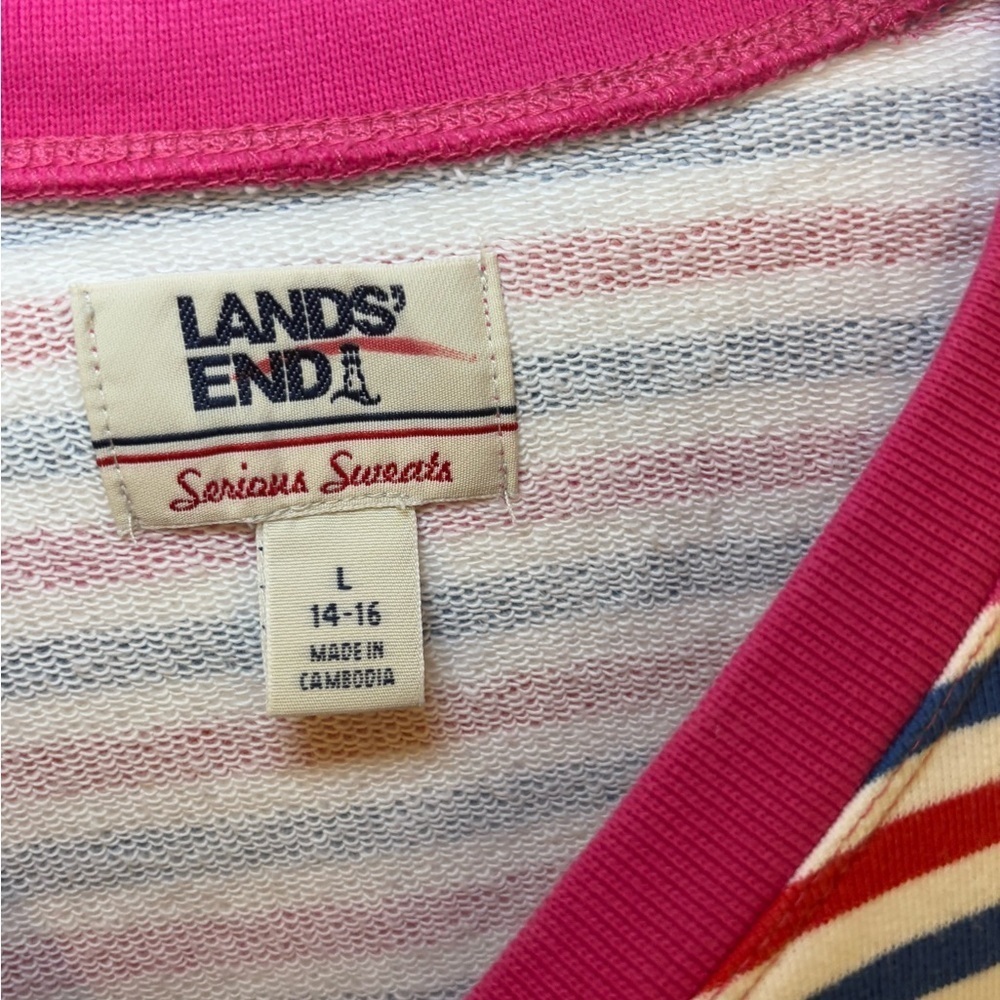 Lands' End Women's Anchor Striped Sweater - Pink and Blue - Picture 6 of 6